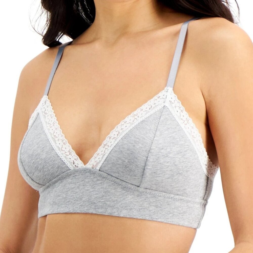 Jenni Women's On Repeat Wide Lace Bralette, Sleep Gray Heather, Small